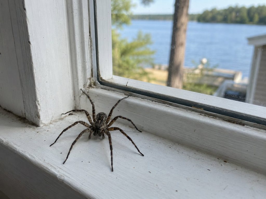 A spider on a windowsill.